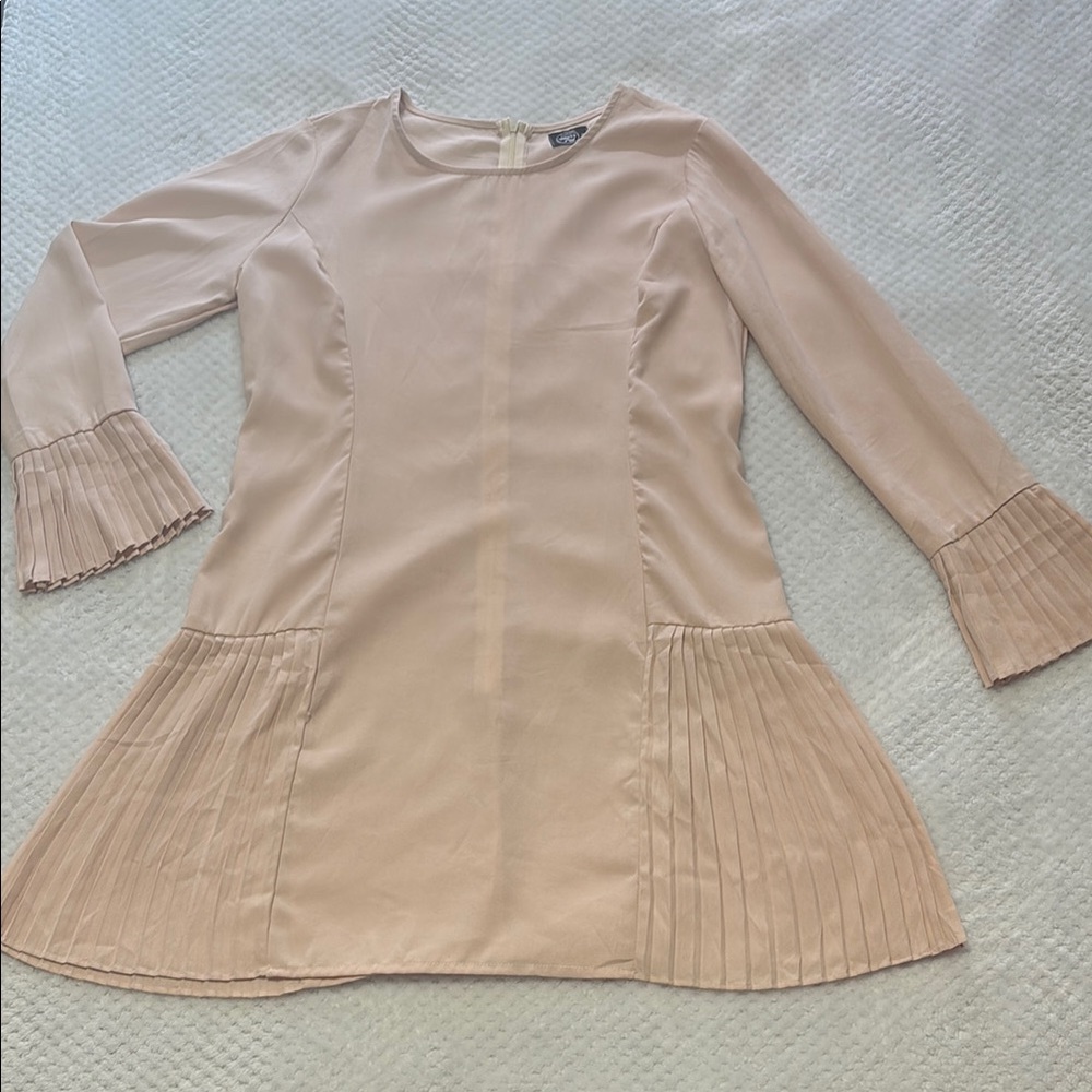 Pink Ribbed Sheath Dress with Bell Sleeves for Cocktail